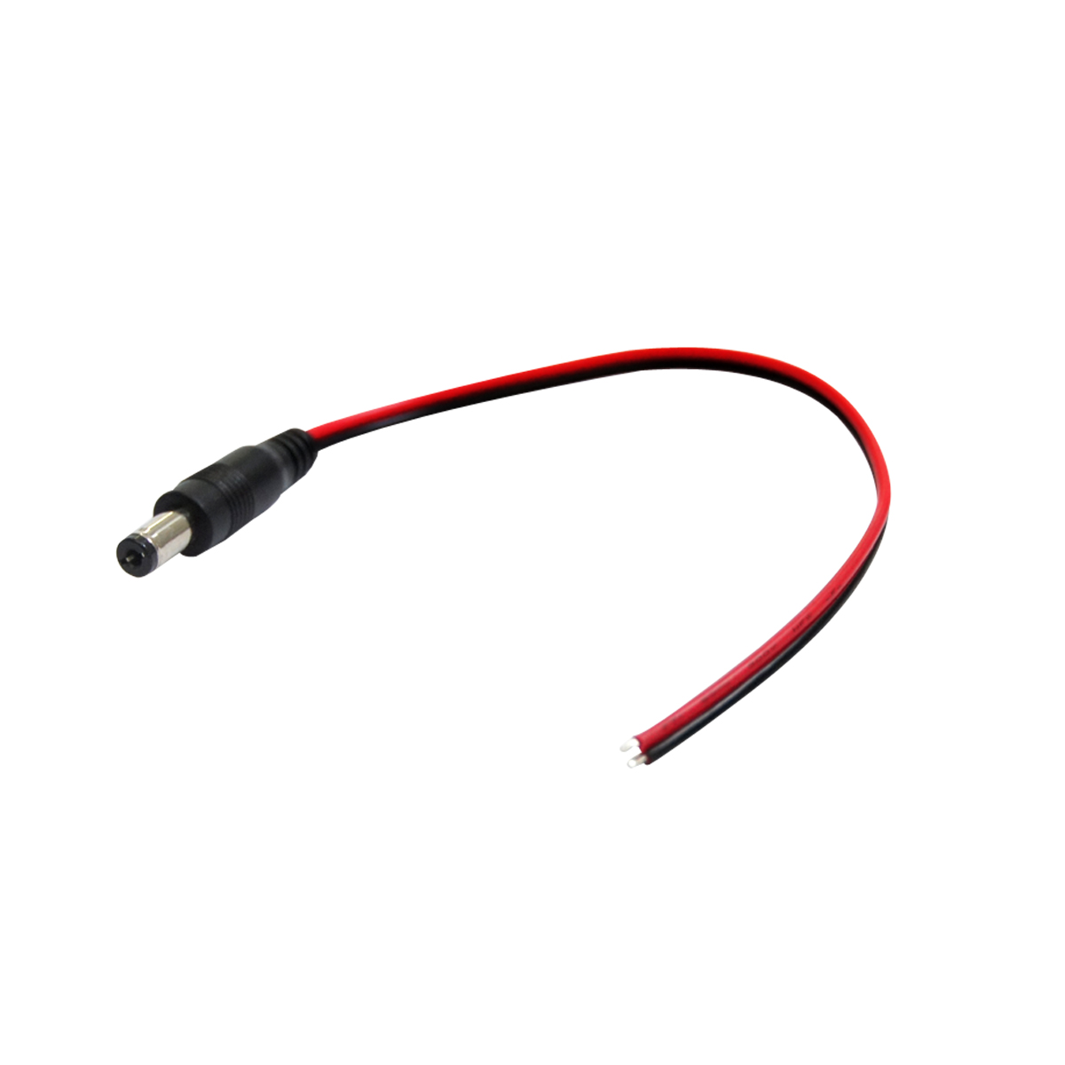 DCプラグ（5.5×2.1mm）付き 赤黒ケーブル 終端未処理（ピッグテール） 0.2m（20cm） 2芯 フラットケーブル UL2468 20AWG