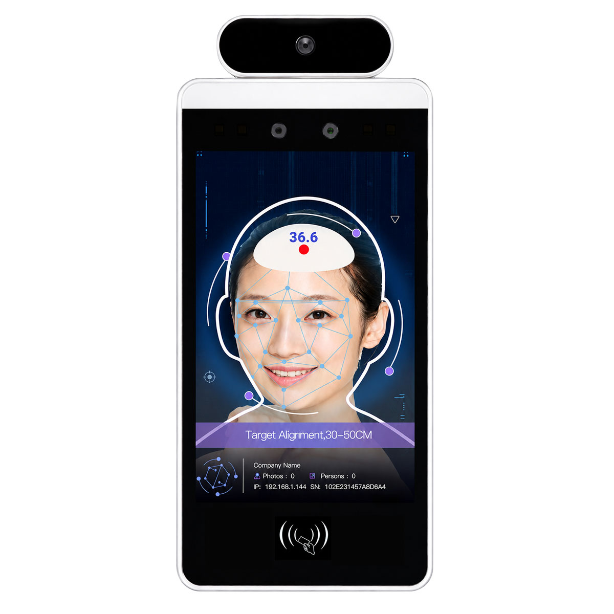 高精度 測温用サーマルカメラ搭載 AI顔認証端末 8インチ Androidモデル BS-FRT-08A