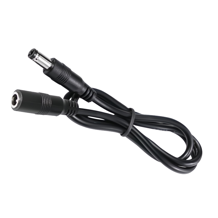 DC延長ケーブル 5.5×2.1mm オス-メス端子 1m 丸型（ラウンドケーブル） 2芯 UL2464 18AWG