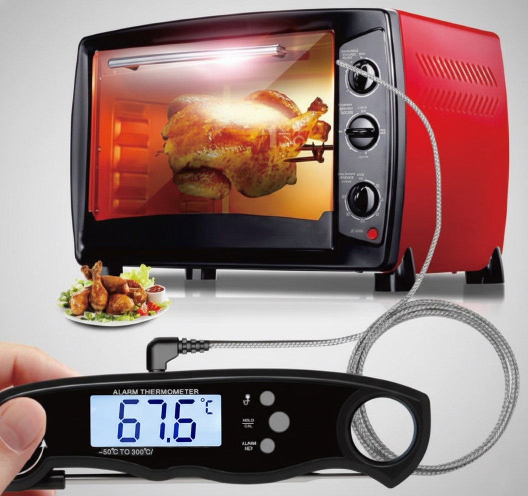 ローストビーフや低温調理におすすめな料理温度計 | 肉の中心温度を安全に計測 BS-DT-68Aワイヤープローブ・自動温度通知付き