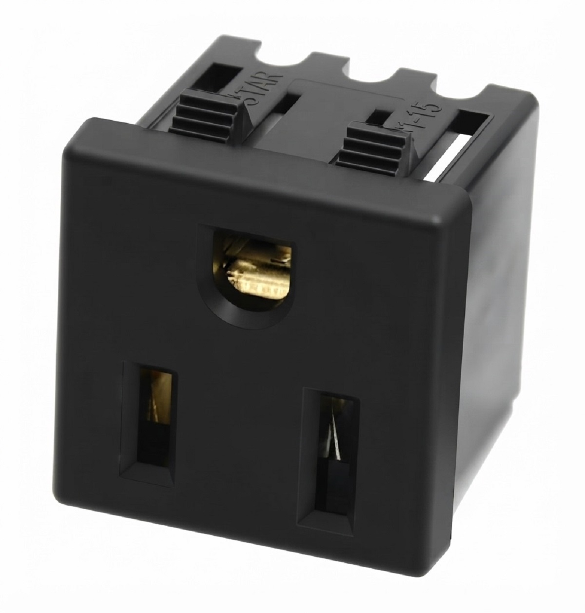 パネルマウントAC電源コンセント（TR機能無・接地2P 15A/125V）圧接方式 BS-ST-1516-B