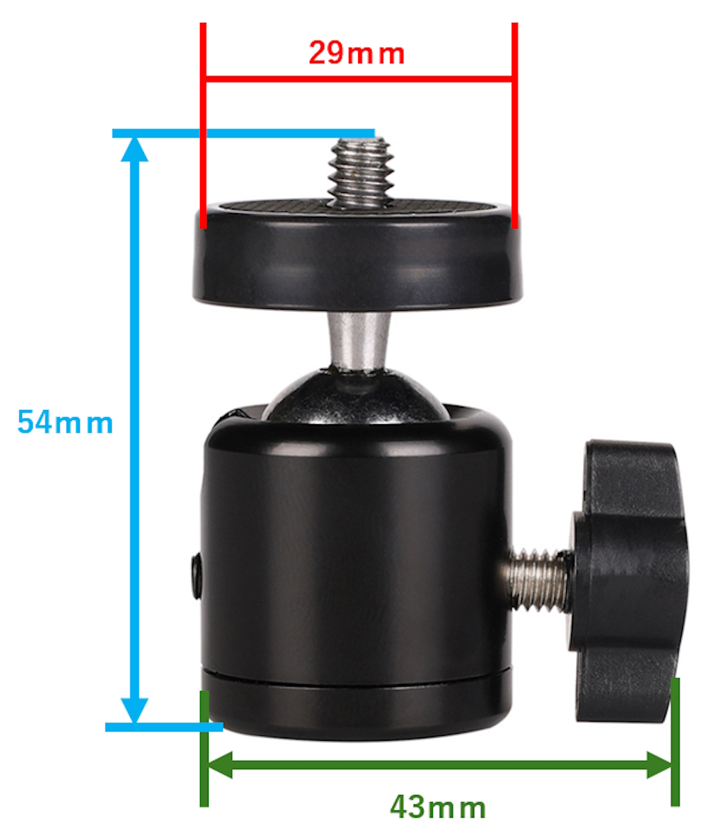 BS-KALITPBH-C002 自由雲台 360度回転 1/4・3/8インチねじ兼用 ボールヘッド アダプター