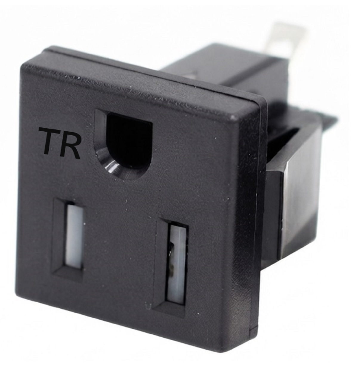 パネルマウントAC電源コンセント（TR機能有・接地2P 15A/125V）はんだ付け方式 BS-ST-1510B-48B