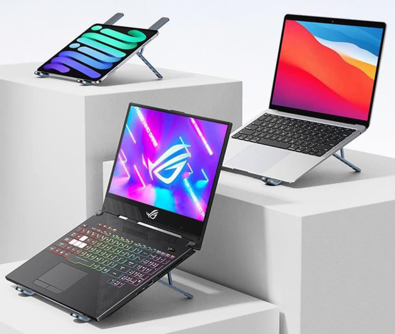 ノートパソコンスタンド スタイリッシュなアルミ合金製 シンプルなシルバー