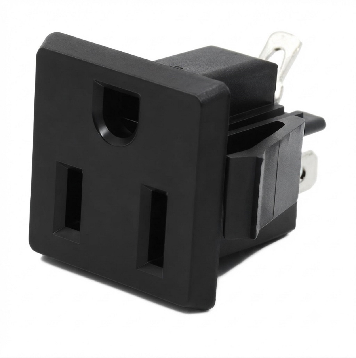 パネルマウントAC電源コンセント（TR機能無・接地2P 15A/125V）ファストン端子方式(#187) BS-ST-1510-48B