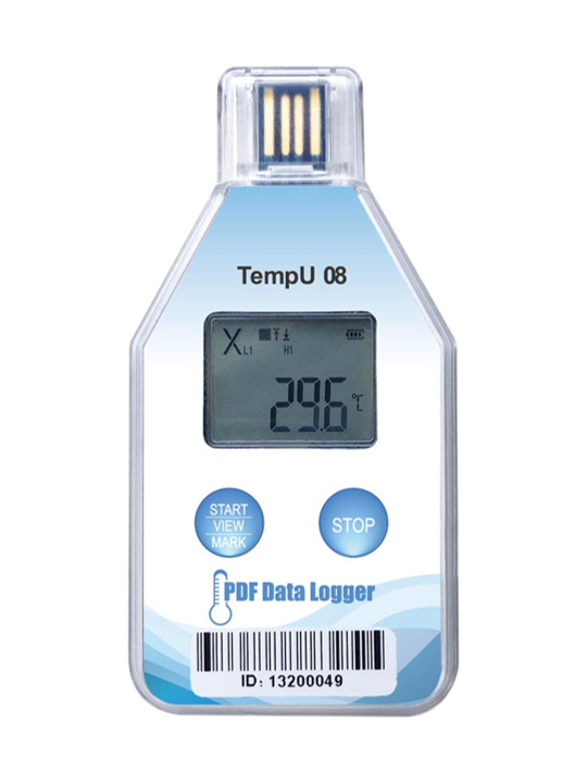 温度ロガー使い切りタイプ -30～+60℃ ディスプレイ付き BS-LOG-TempU08 NIST対応校正証明書付