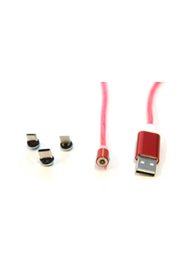 マグネット吸引式 3in1スマートフォン用USBケーブルType-A(2.0) MicroUSB Type-B+USB Type-C+Lightning(1メートル)、赤  BS-USBSG1M-BCL ビットストロング ストア