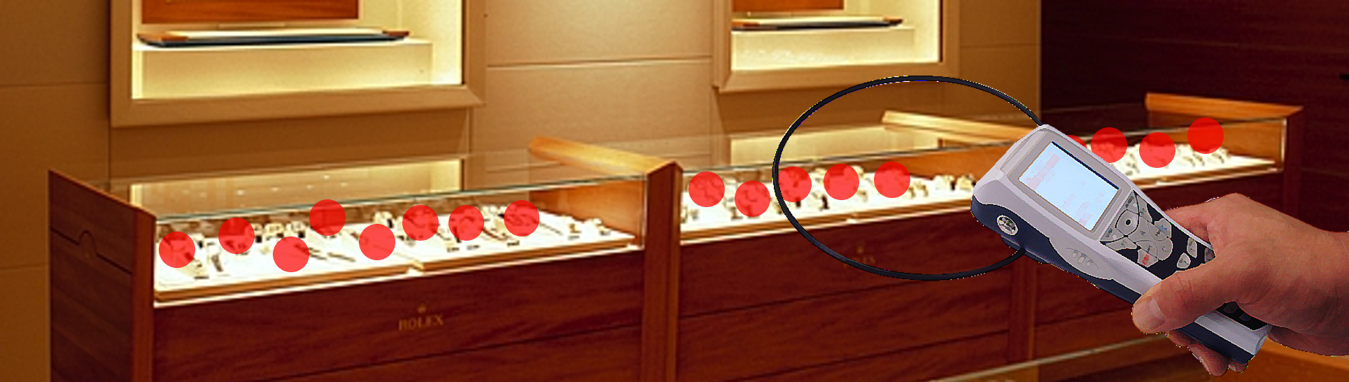 RFIDタグで複数商品を読み取るイメージ