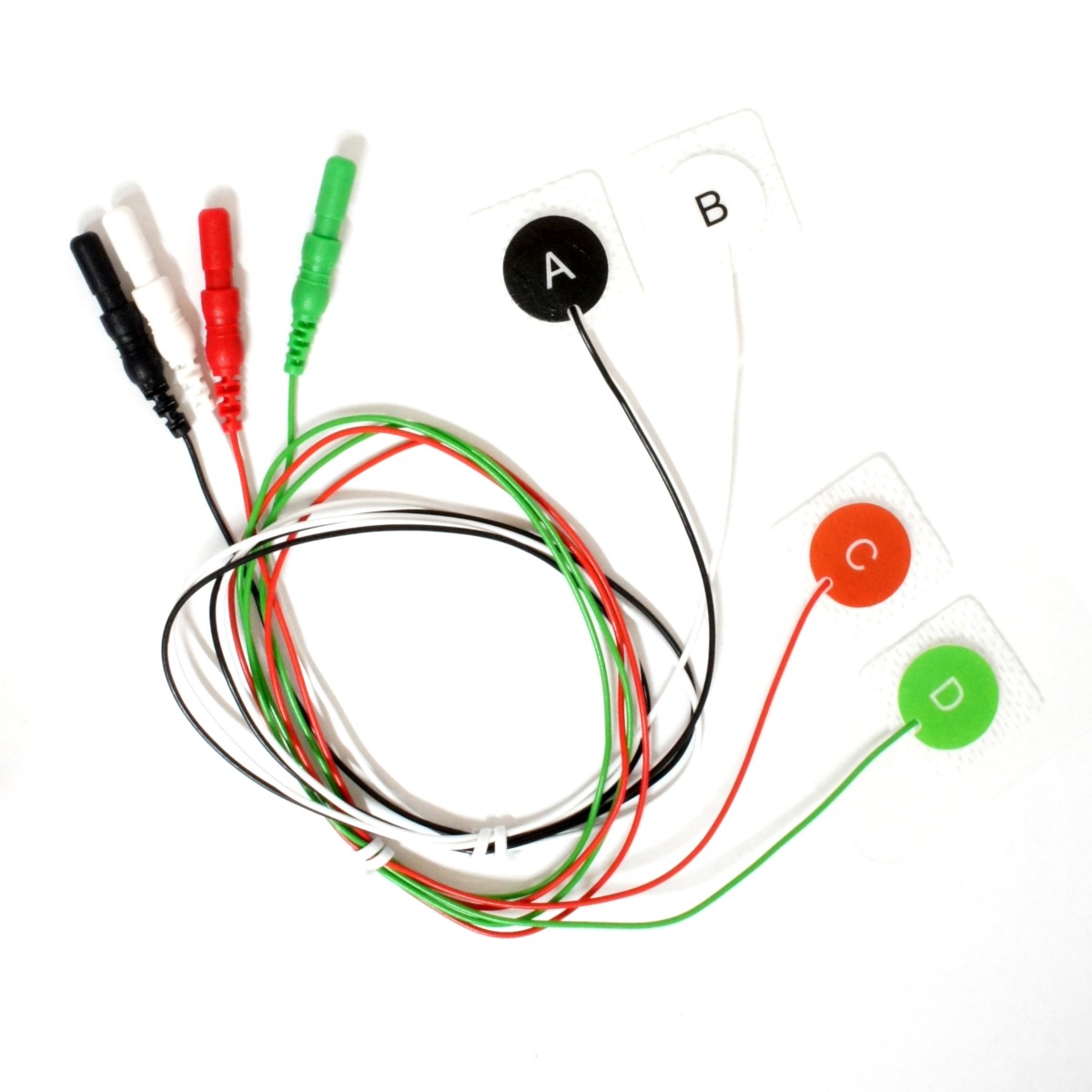 BSディスポーザブルECGリード線付電極　血行動態モニターDINアダプター接続用　4電極　IECカラー　5個入