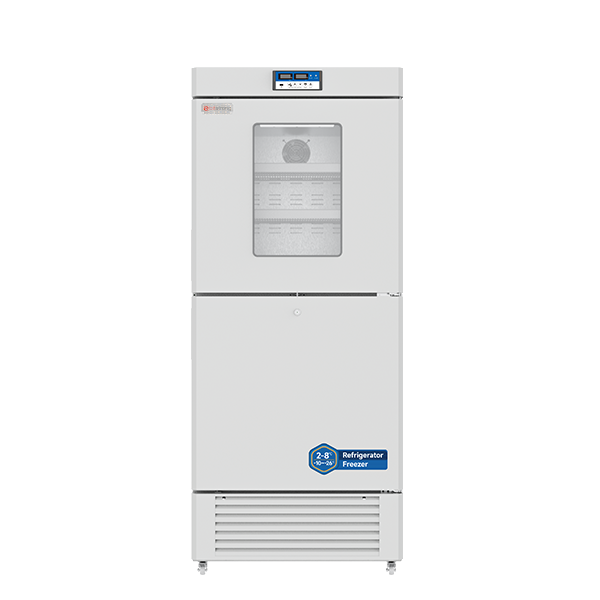-26～-10℃/2～8℃ フリーザー225L/冷蔵庫225Lガラス扉 一体型 YCD-EL450