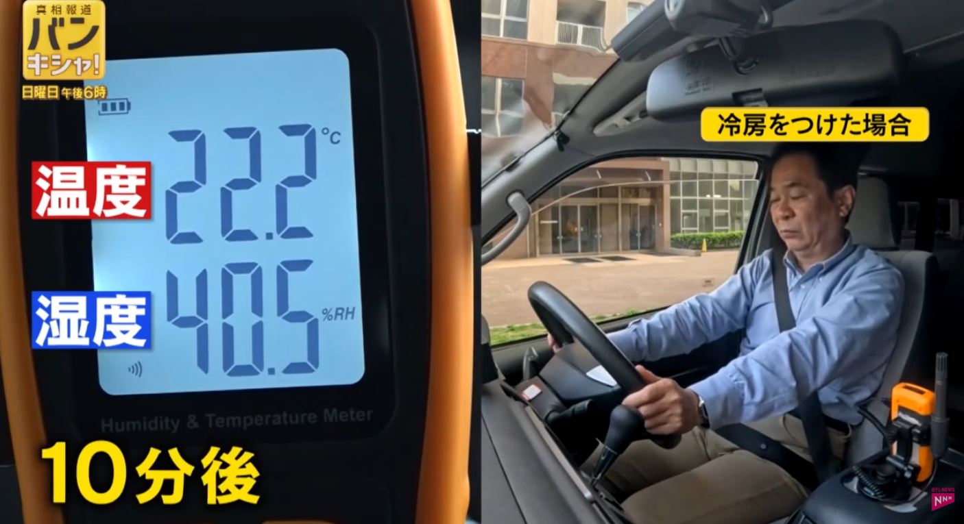 冷房使用後の車内温度と湿度を確認する温湿度計 BS-GM1361+