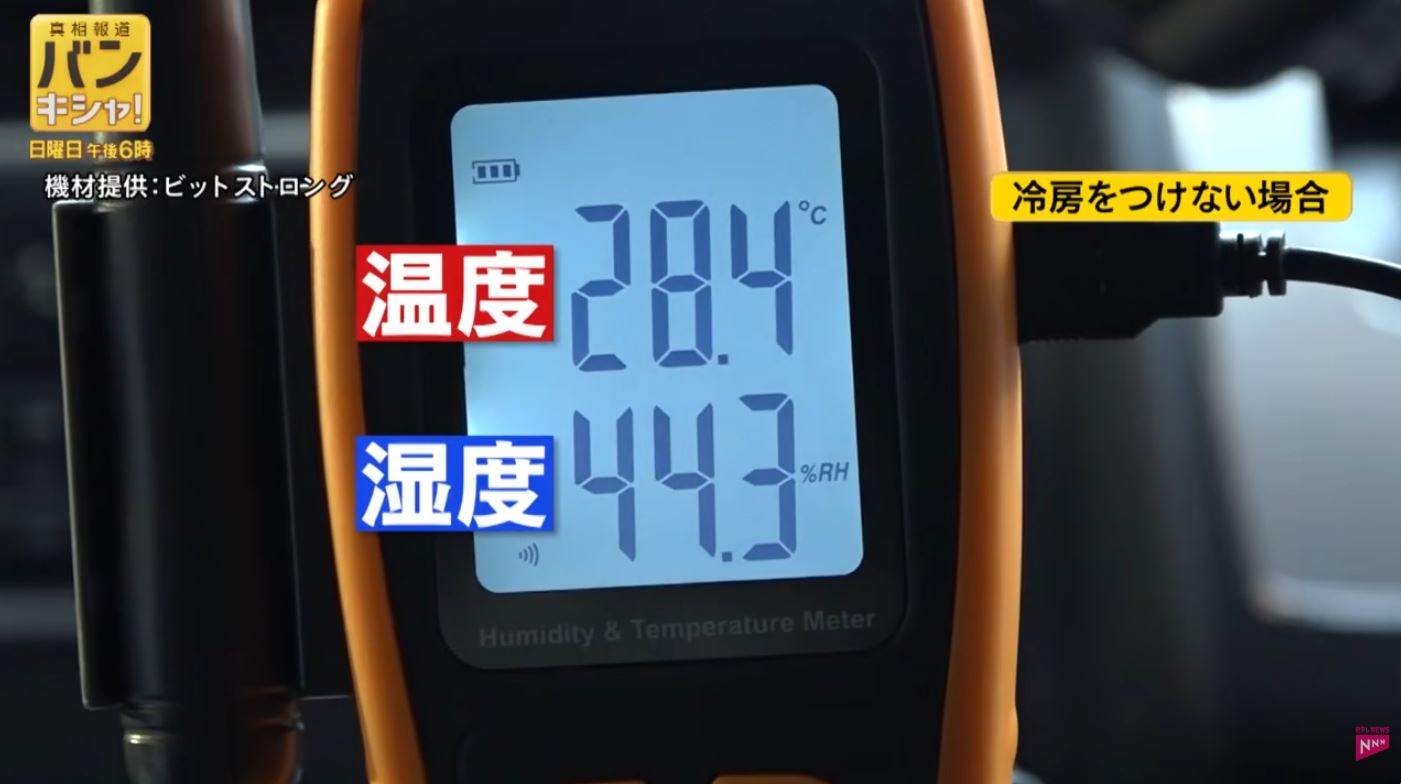冷房をつける前の車内温度と湿度を確認する温湿度計 BS-GM1361+