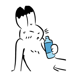 水分補給をしながら暑さに注意するキャラクター