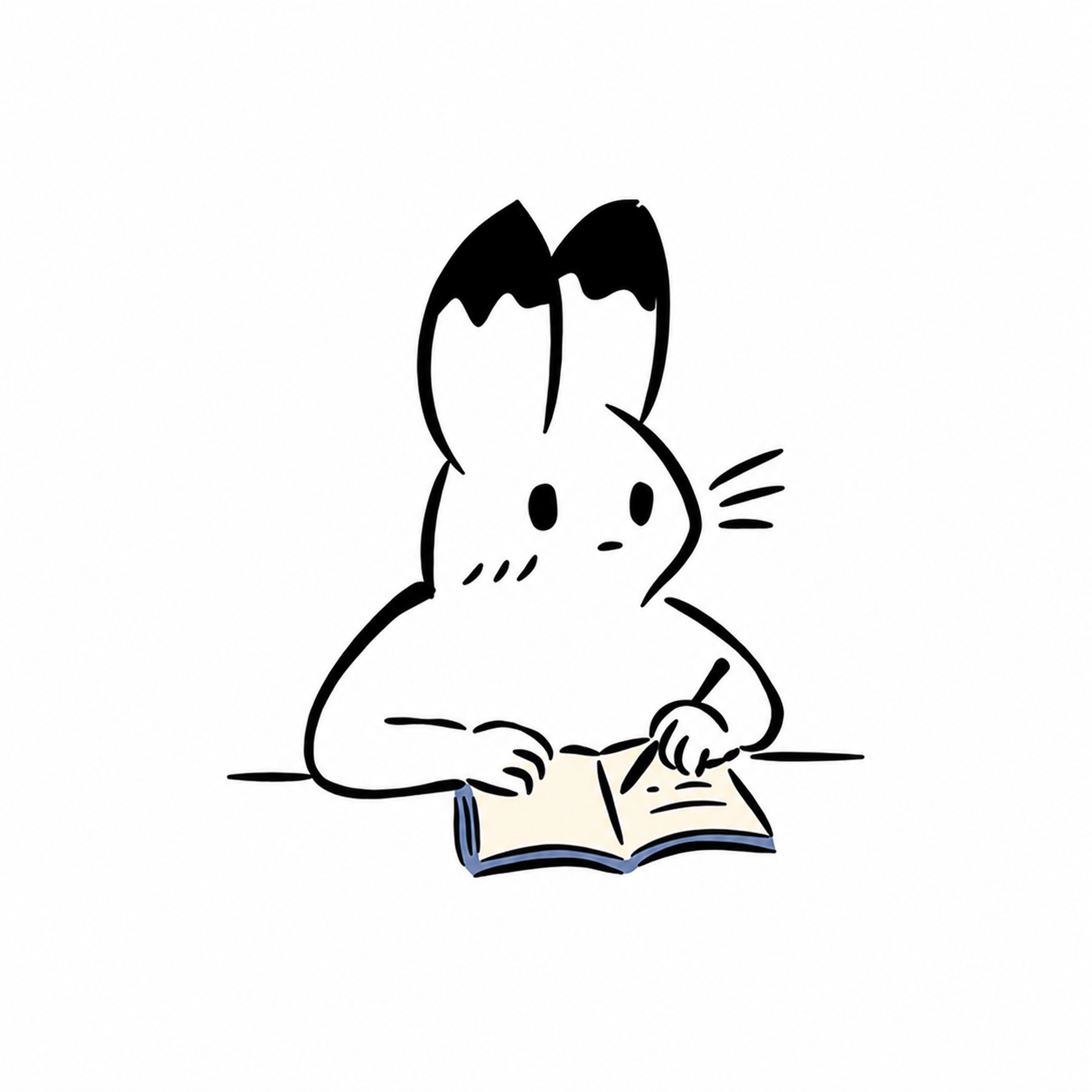 ノートに向かいながら確認ポイントを考えるキャラクター