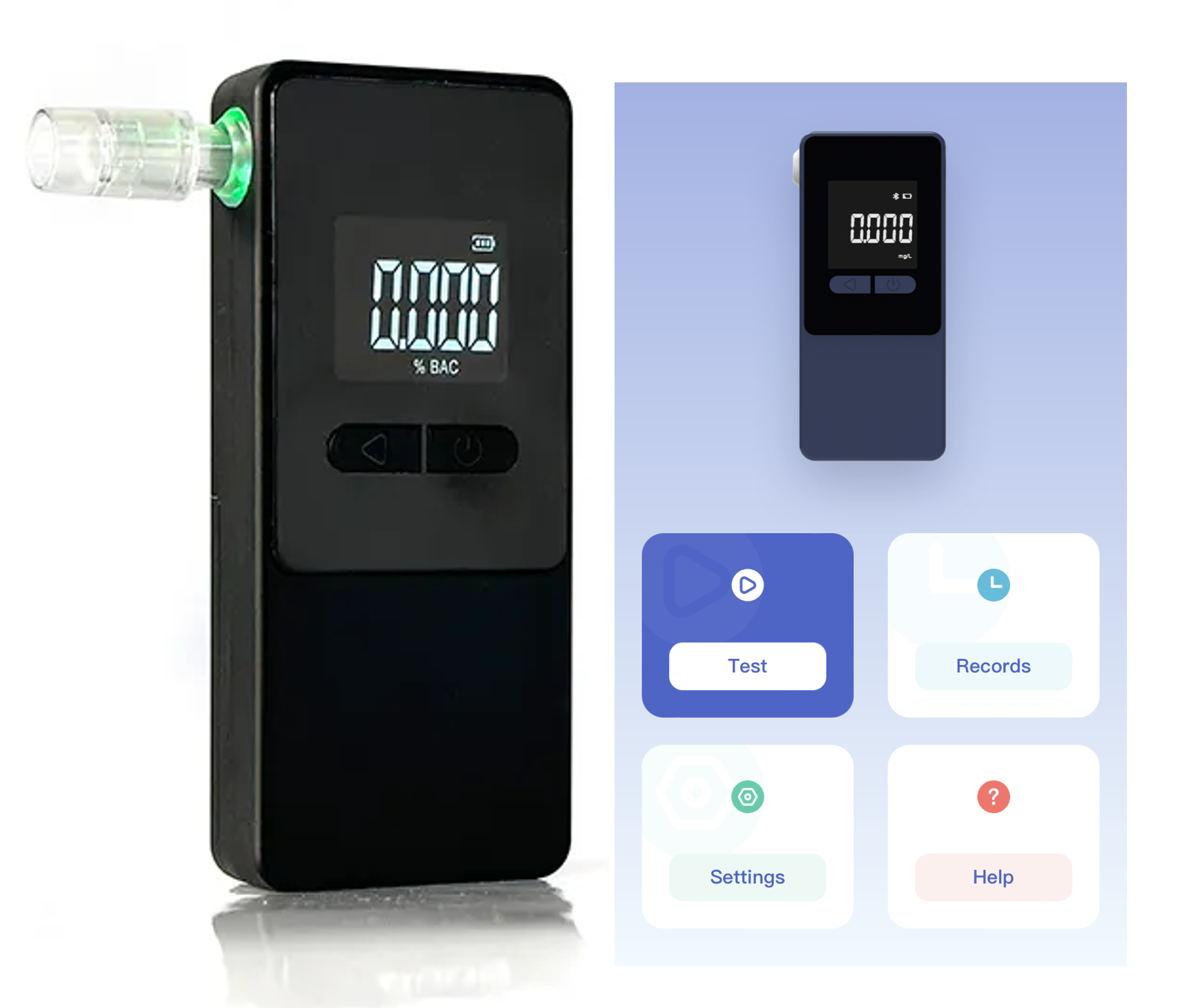 スマホアプリ連動型アルコールチェッカー | 業務用無料アプリ付き | iPhone/Android対応 | BS-ALC-AT808